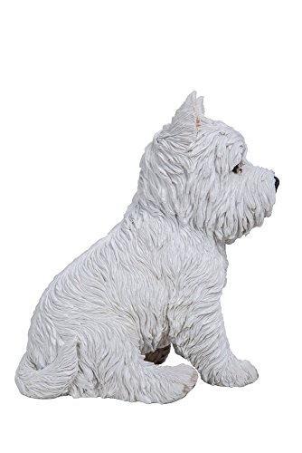 Estatua de perro terrier sentado blanca miniatura 5