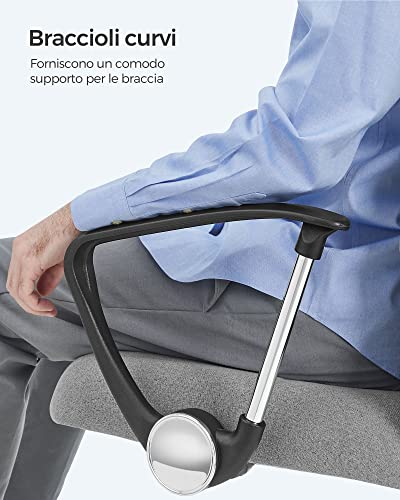 Sedia da Ufficio, Sedia da Scrivania Ergonomica, Girevole, Seduta Imbottito, Regolabile in Altezza e Inclinabile, Portata di 120 kg, Grigio OBN034G01 - Sedia gaming - Immagine 7