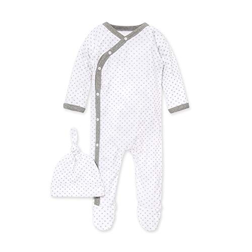 Image of Burt's Bees Baby Baby Boy's Romper Jumpsuit, 100% Organic Cotton One-Piece Short Shortall, Long Sleeve Coverall, Dottie Bee, 3 Months