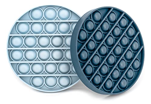 Pop It Fidget Toys 2-Pack, Sensory Toys For Adults & Kids, Stress & Anxiety Relief Toys, Stylish Scandinavian Design, Robust & Firm, Poppet Loud On Both Sides, Blue #TOP1