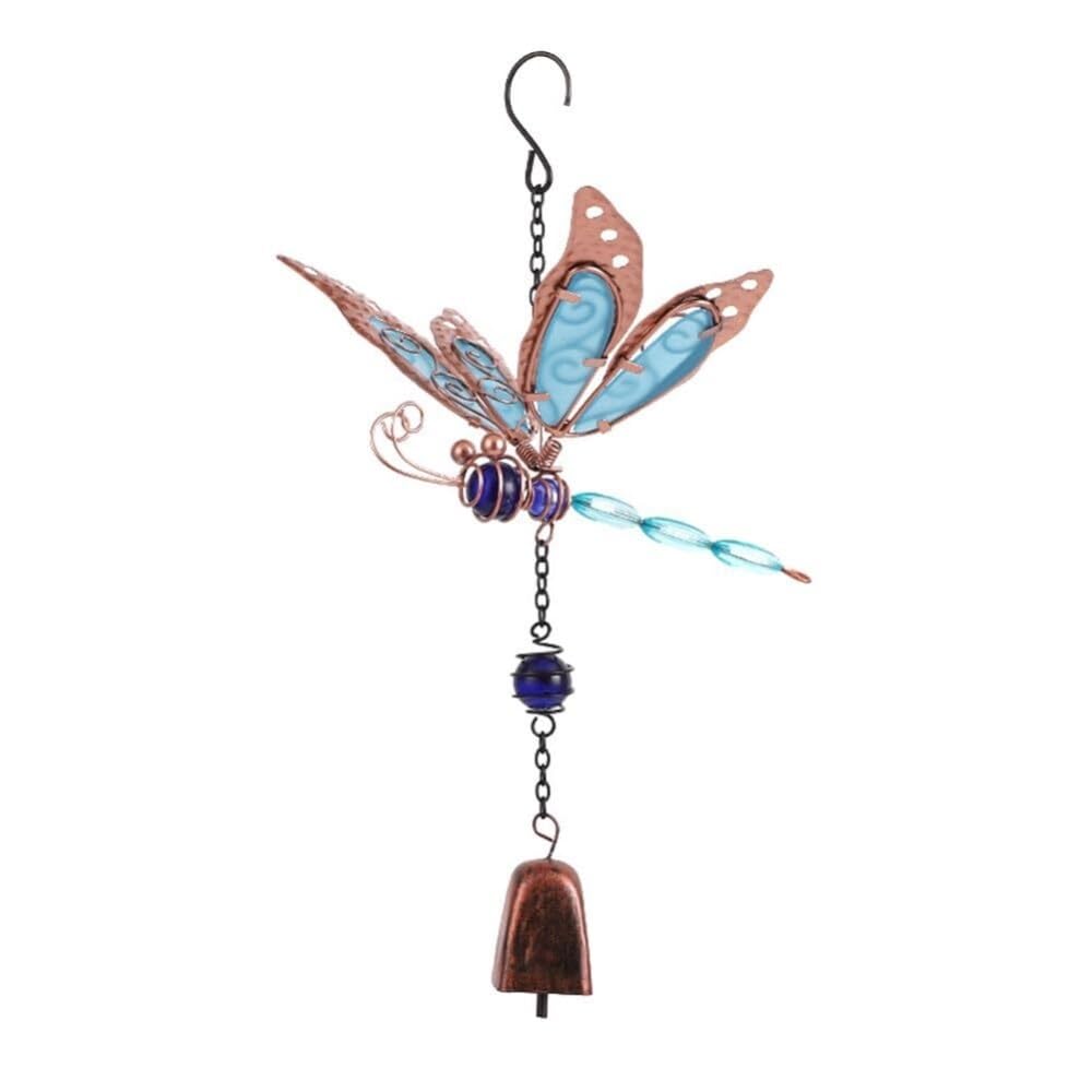 Wind Chime Outdoor Wind Chimes Metal Dragonfly Chime with Night Glowing for Yard Garden Home Decor Windchime(Blu,Bell)
