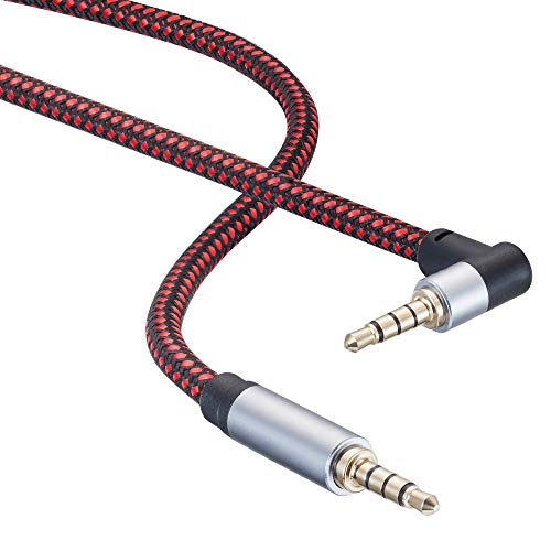 Male to Male 0.5M 90 Degree TRRS 3.5mm 4 Pole Nylon Braided Stereo Auxiliary Cable for Headphones, PS4, Phone, Tablets, Headset, PC, Laptop and More Male to Male 0.5M 90 Degree TRRS 3.5mm 4 Pole Nylon Braided Stereo Auxiliary Cable for Headphones, PS4, Phone, Tablets, Headset, PC, Laptop and More