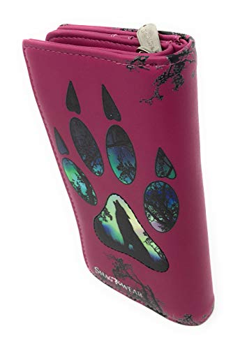 Shag Wear Wolf Paw Large Animal Wallet for Women and Teen Girls Vegan Faux Leather 7" Pink2