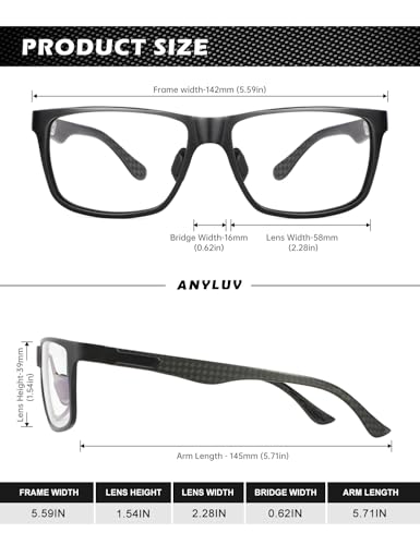 Image of ANYLUV Reading Glasses Men, Relieve Eyestrain and Eye Protection, Al-Mg Metal Computer Blue Light Blocking Glasses
