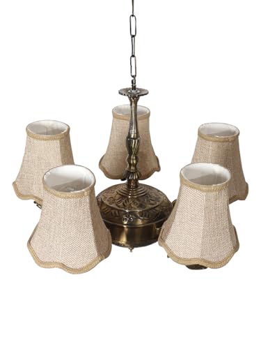 Image of Devansh 05 Lights Beige Vintage Shade with Antique Golden Chandelier -N
