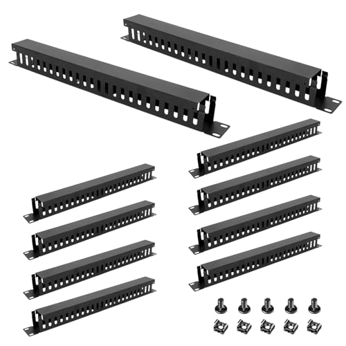 UCEHIPAW 10 Pcs 19 Inch Cable Manager with Cover and
