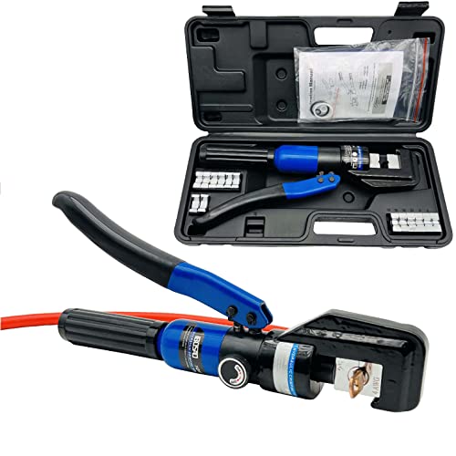 IBOSAD Hydraulic Cable Lug Crimper Tool 12 AWG to 00 (2 0) Electrical Terminal Wire Crimping Plier Kit, Marked with AWG