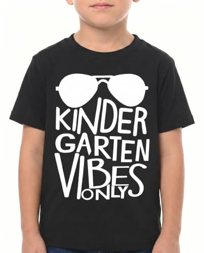 Unique Baby Boys Kindergarten Vibes Only Back to School Shirt (5t Black)