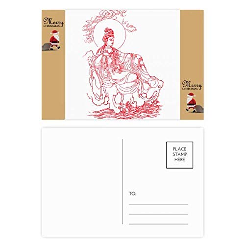 Cartes de remerciement Guanyin Bouddhisme lot de 20 cartes rouges à offrir ou envoyer