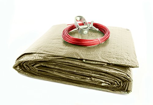 Buffalo Blizzard Supreme Plus Winter Cover For 18-Foot-By-33-Foot Or 18-Foot-By-34-Foot Oval Above-Ground Swimming Pools | Tan/Silver | Covers Include 4-Feet Of Overlap To Measure 22-Feet-By-38-Feet #TOP5