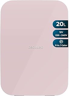 Cecotec Nevera Pequeña Frigorífico Mini de 20L Bolero MiniCooling 20L Bahamas Pink. 12V-220V, Compatible con Coches y Caravanas, 7 a 65ºC, Función Enfriamiento y Calentamiento, Transporte Fácil