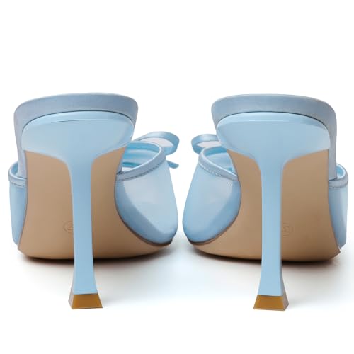 Image of Mostrin Kitten Heels for Women Round Toe Heels With Bow Vintage Mules Sexy Slip on Stiletto Backless Sandals for Party Daily