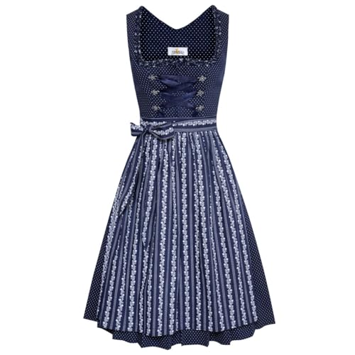 Almsach Damen Trachten-Mode Best-Price Midi Dirndl Bine in Dunkelblau...