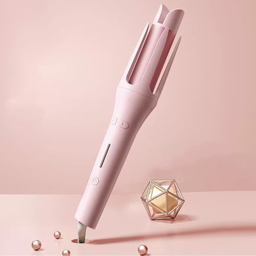 Image of Automatic Hair Curler with 4 Temperature Settings and 3 Timers, Auto Shut Off Anti-Scald Swivel Wand (Pink)