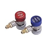 ☆ For R134A service ports quick coupler adapter, 1/4" SAE male flare. ☆ Universal Compatibility: The adjustable Adapter Fittings provides universal compatibility for all models. ☆ Contain with Low side & High side. Blue: Low side quick connector/adap...