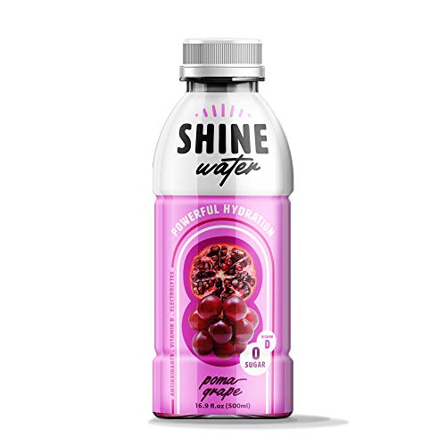 Powerful Hydration Water, Flavored Drink with Vitamin D, Antioxidant Beverage, Zero Sugar, Pack of 12 Bottles, 500mL Each - ShineWater (Poma-Grape)