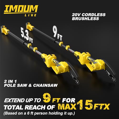 Imoumlive GGJT6 2-In-1 Cordless Pole Saw & Mini Chainsaw, 21V 3.0Ah Battery Powered 6 Inch Electric Pole Chainsaw thumb #3