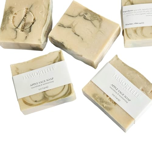 Apple Sage body soap/Immortelle handmade bar/goat milk/all natural ingredients/long lasting / 6oz / French green clay