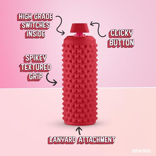 Image of Sensory Roller Fidget with Clicker, Tactile Spikes for Anxiety, Stress Relief, Pain Stim, Autism & Over Stimulation with Lanyard (RED)