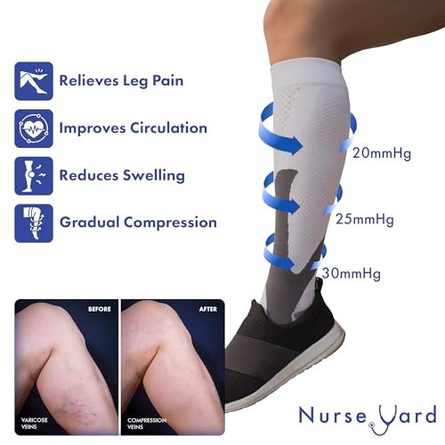 Image of Nurse Yard Compression Socks for Nurses - Women & Men - 20-30mmHg Graduated Compression, Zero-Toe Compression, For Medical Staff, Nursing, Athletic Support Such As Running, Cycling, Hiking - 1 Pair