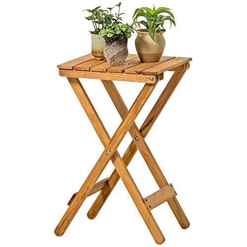 JANRON Mesa Auxiliar de jardín Madera de Acacia mesita de café Exterior Plegable Mesa de Centro terraza Patio - 35.5X35.5X60CM