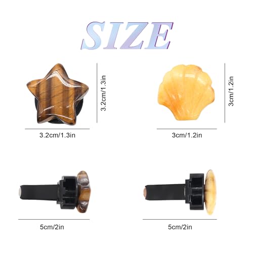 Image of ORIESSE Boho Car Vent Clips,4pcs Beach Car Decor Air Freshener Diffuser Vent Clips,Pentagram Stars Seashell Natural Stone Decoations for Women,Best Wishes for Lover and Friend