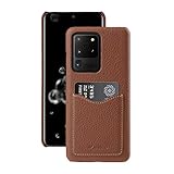 Melkco Back Snap Series Lai Chee Pattern プレミアムレザーカバーケース Samsung Galaxy S20 Ultra - カードスロットバックカバーV2 - ブラウン