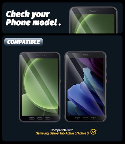 Image of Orzero (2 Pack) Compatible for Samsung Galaxy Tab Active 5 / Active3 (8 inch) Tempered Glass Screen Protector, Protector De Pantalla 9H High Definition Anti-Scratch Bubble-Free