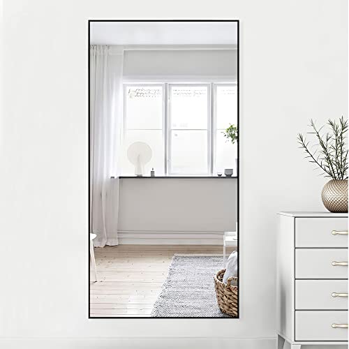 Image of NeuType 47 inchx22 inch Full Length Mirror Aluminum Alloy Frame Dressing Mirror for Bathroom /Bedroom /Living Room /Dining Room /Entry, Wall Mounted or Leaning Against Wall, Black (No Stand)
