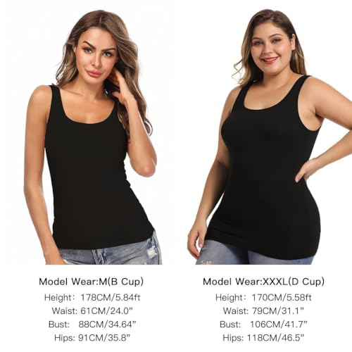 Image of Camisoles for Women with Built in Bra,Basic Yoga Top Layering Tank Top Padded Bra Undershirt(S-3XL)