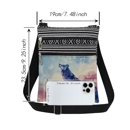 Wolf Art Print Crossbody Bag Christmas Birthday Wolf Gift for Women & Teens Travel Adjustable Shoulder Strap Messenger Bag Men Stylish Purse2