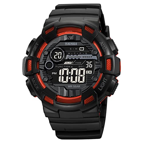 Image of FANMIS Mens Digital LED Sports Watch Military Multifunction Dual Time Alarm Countdown Stopwatch 12H /24H Time Backlight 164FT 50M Waterproof Calendar Month Day Date Watch