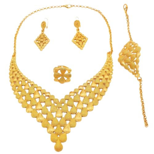 Evita joyas invisibles en tu boda con este juego de collar tribal, pendientes y anillo aleación 110