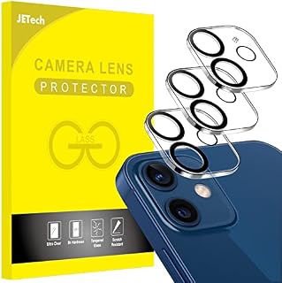 JETech Osłona Obiektywu Aparatu dla iPhone 12 6,1 Cala, 9H Szkło Hartowane, Ultra HD Wyraźny, Anti-Zarysowania, Etui Przyjazny, 3 Sztuka