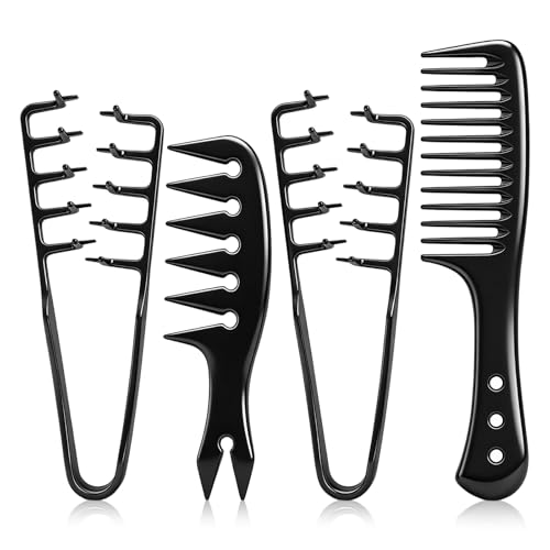 HEYMKGO Texture Comb Men Mens Comb for Curls 4Pcs Mens Styling Comb - Heat Resistant & Anti-Static Volumizing Tool for Men & Women Ideal for Detangling Wet Hair Defining Curls and Salon Use