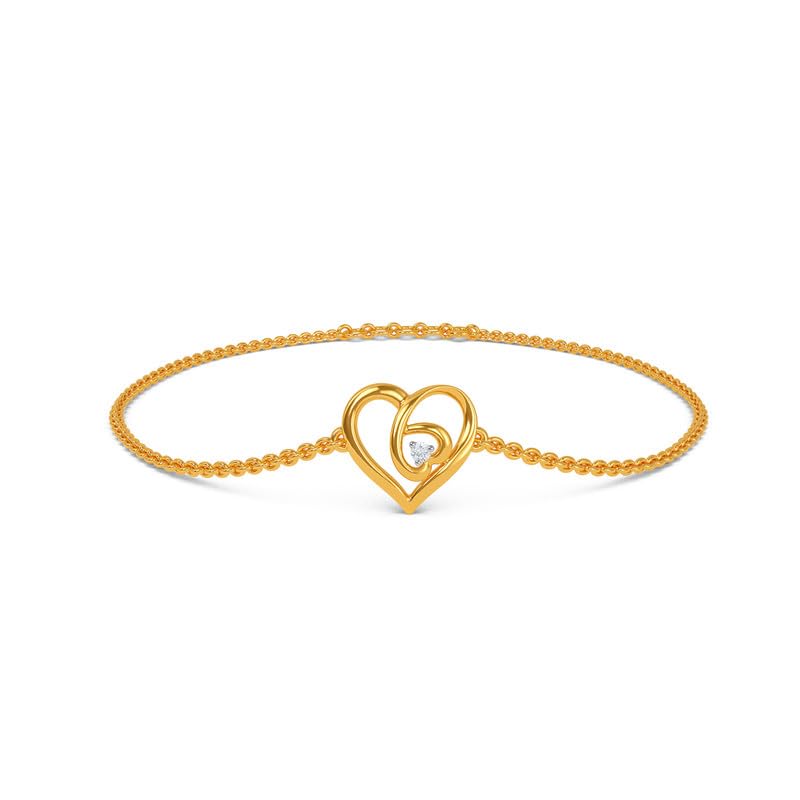 Image of KISNA 14KT|18KT BIS Hallmark Pure Gold Heart bracelets For Women Size -7