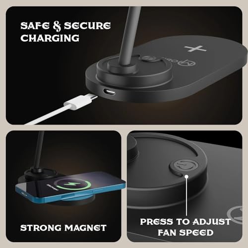 Image of Mobilla MCharge Aero | 15W Wireless Charger with Built-In Fan | Adjustable Fan Speed | F - Black