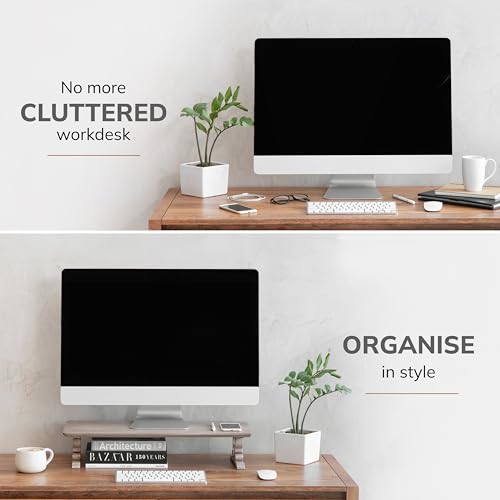 Image of Anji Mountain Monitor Stand - Desktop Organizer & Laptop Riser, Ergonomic Monitor Riser, Space-Saving Monitor Stand for Desk, Durable Construction, Easy Assembly, Ideal for Home & Office