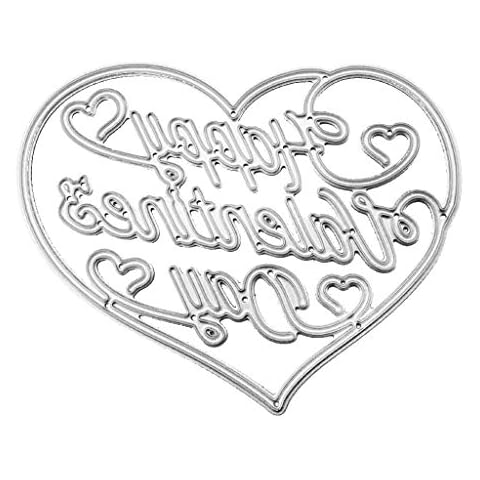 Heart Happy Valentines Day Metal Cutting Dies Template Moulds Stencil for Craft Paper Card Scrapbooking Making Embossing Paper Cards Album Cover