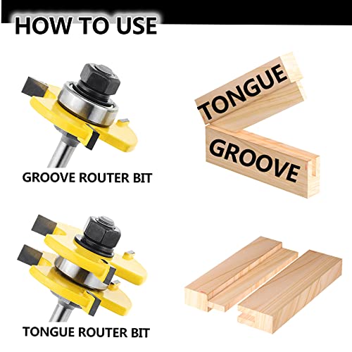 Fraises à bois queue 6.35mm outil de rainurage menuiserie lot de 2 - 4