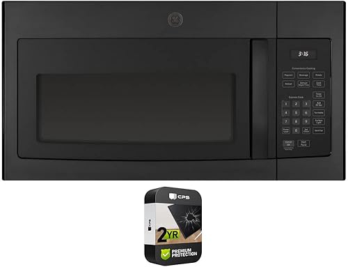 GE JVM3160DFBB - Horno microondas de 1.6 pies cúbicos, paquete negro con paquete de protección mejorada CPS de 2 años