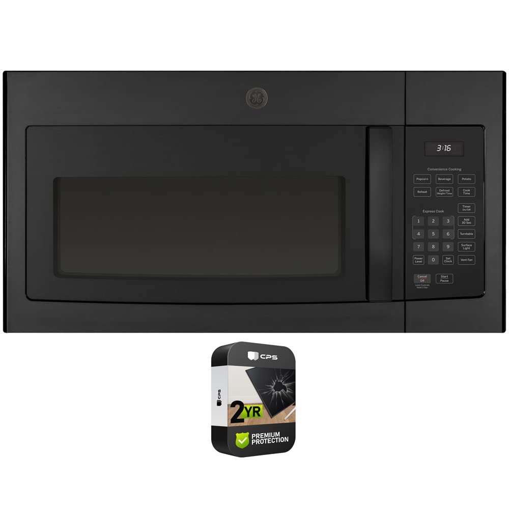 GE JVM3160DFBB 1 6 Cu Ft Over-the-Range Microwave Oven Black Bundle with 2 YR CPS Enhanced Protection Pack