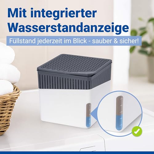 Foto von WENKO Raumentfeuchter Mod. Cube mit 1000 g Entfeuchter Granulat, für Räume bis 80 m³, beugt Schimmel und Gerüchen vor, ohne Strom, geräuschlos, nachfüllbar, Weiß