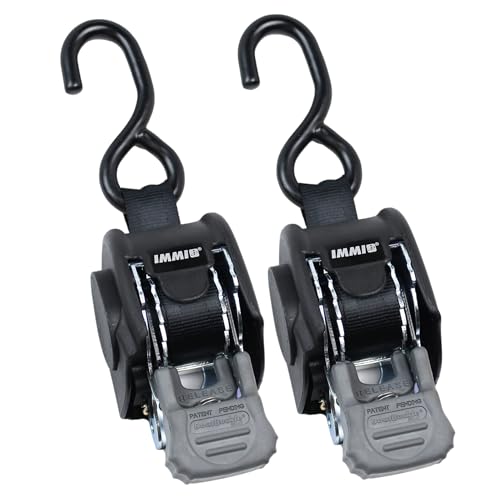 BoatBuckle Mini G3 Retractable Ratchet Straps - (1 x 72-Inch, 1400lbs Break Strength, 2-Pack) Bolt-On Boat Transom Tie Down Straps to Trailer, Fresh Water