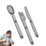 Juego De Cubiertos De Camping | Juego De Cuchara Magnética Tenedor Cuchillo 3 Piezas,Kit De Cubiertos De Senderismo - Para Viajes Hombres Al Aire Libre Senderismo Camping Picnic