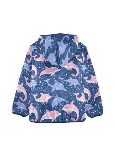 Cute Dolphin Pink Purple Girls Fleece Jacket Girls Fall Jacket Boys Coats Zip Up Hoodie Children Sherpa Warm Outerwear 2-10T2