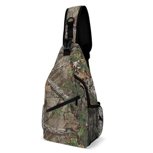 Camouflage Trees Chest Bag for Men Backpack Crossbody Sling Bags Travel Daypack for Outdoors Hiking