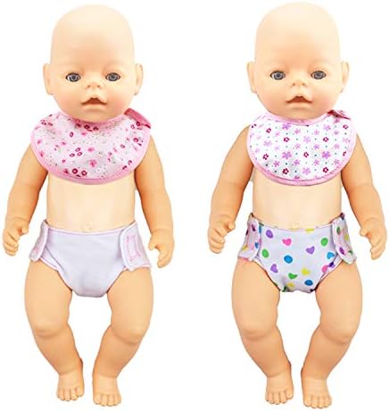 Diealles Shine 4 Pieces Baby Doll Nappies and 2 Pieces Baby Doll Bibs for Dolls , Doll Accessories Set for 14-16 Inch Dolls