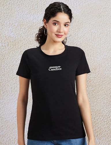 Image of Amazon Brand - Symbol Women Cotton Stretch Regular Fit Round Neck Half Sleeve T-Shirt (Available in Plus Sizes)