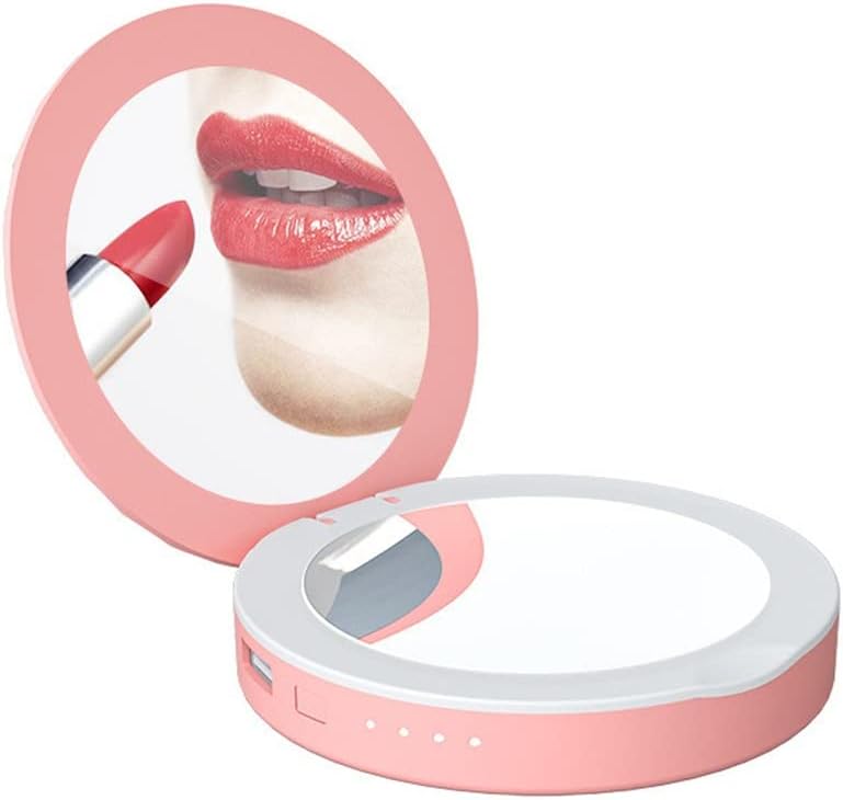 Pocket Power Bank Makeup Portable Round Hand Folding with Charging Cable